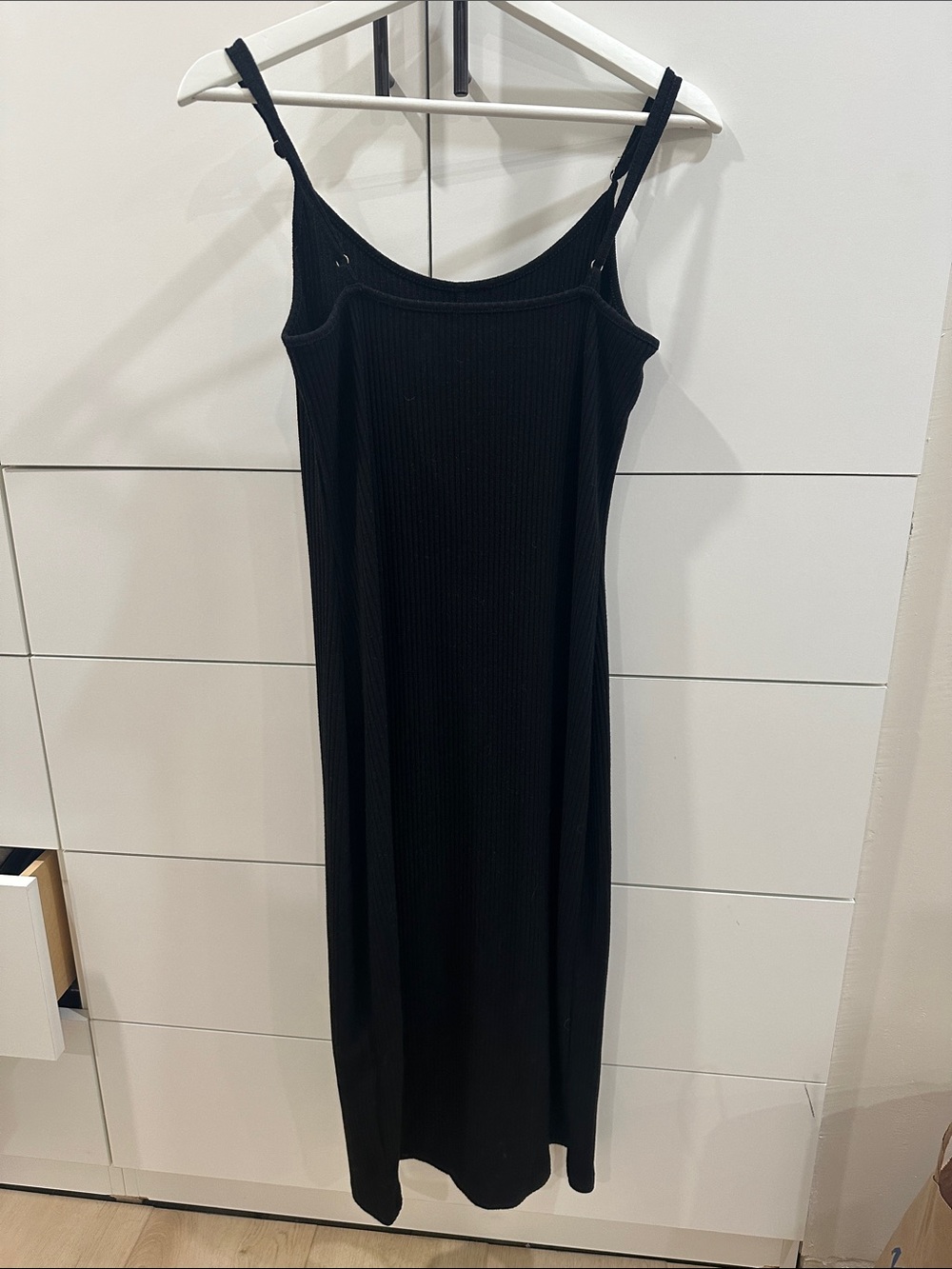 Black Ribbed Button-Front Dress - Picture 3 of 3